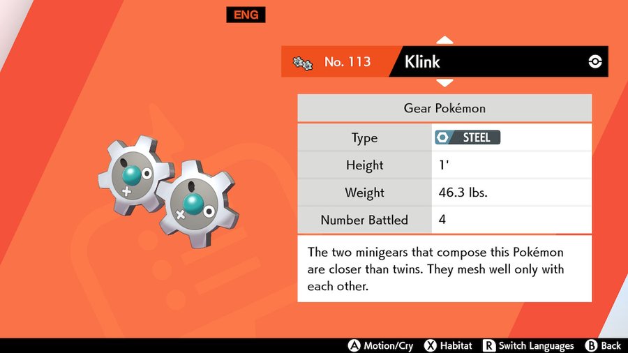 Klink Pokemon Sword and Shield